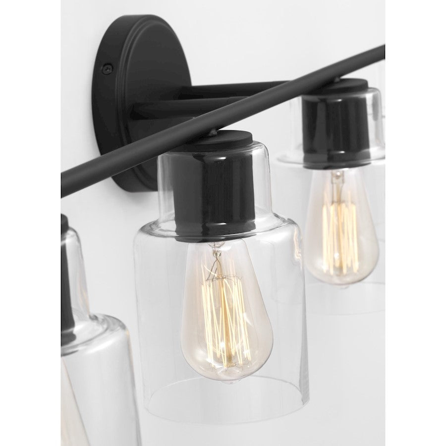 4 Light Bathroom Vanity Light, Midnight Black