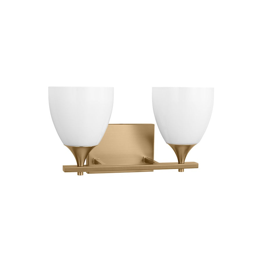 2 Light Bathroom Vanity Light, Satin Brass