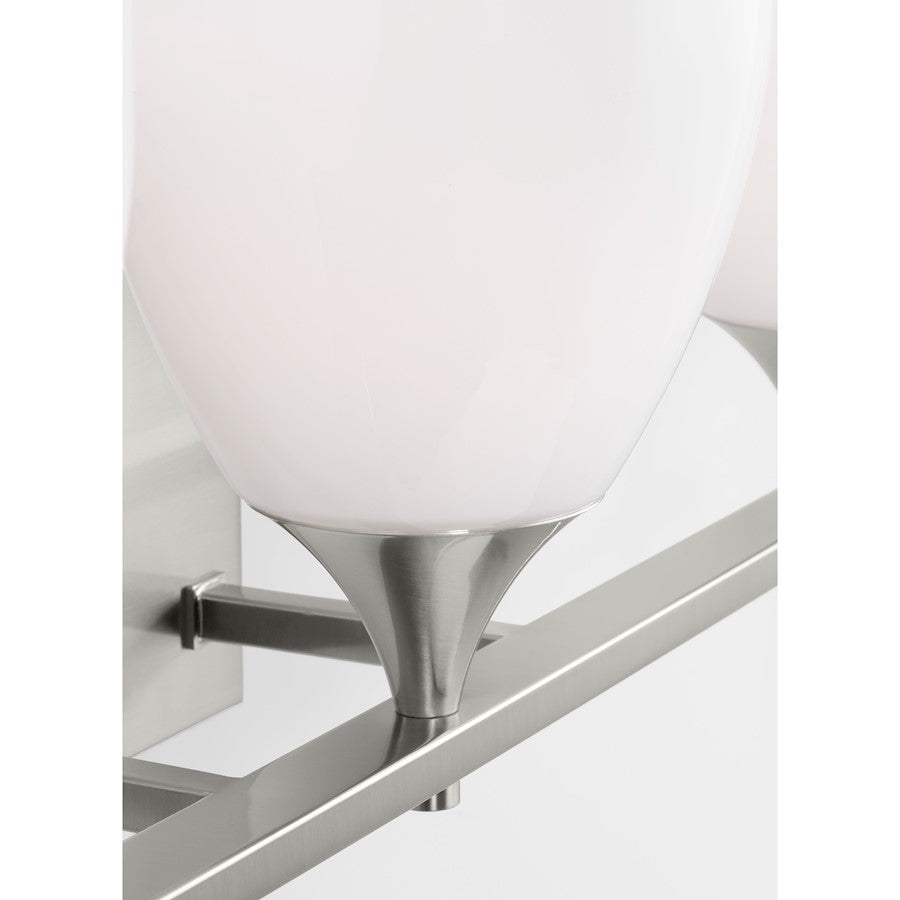 3 Light Bathroom Vanity Light, Brushed Steel