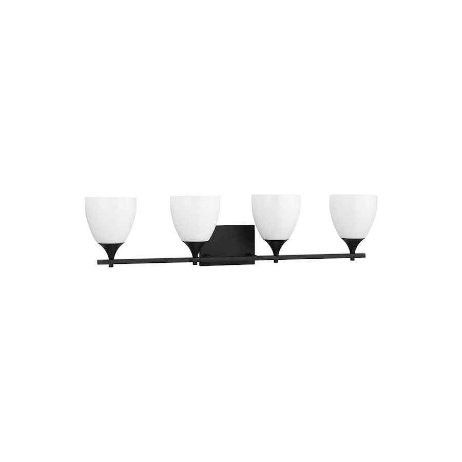 4 Light Bathroom Vanity Light, Midnight Black