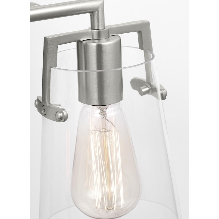 2 Light Bathroom Vanity Light, Brushed Steel