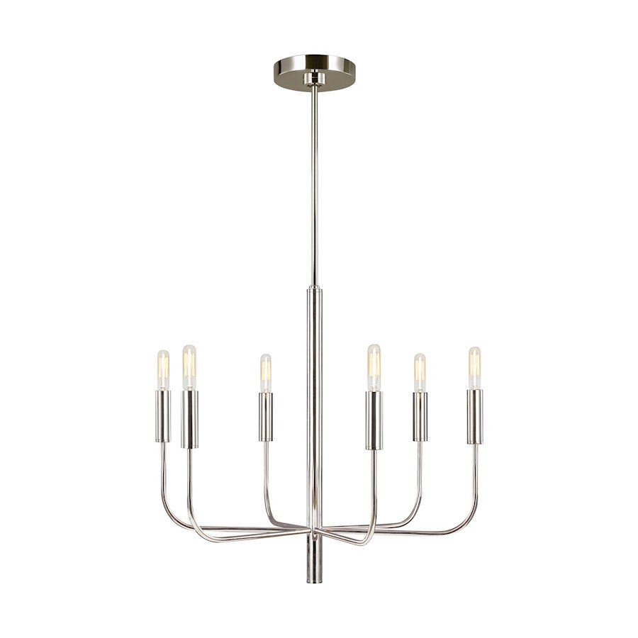 6 Light Chandelier, AgIron