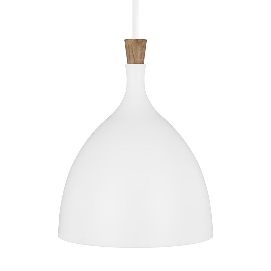 1 Light 17" Pendant, White/White