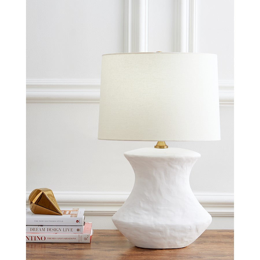 Studio Bone Table Lamp, White Ceramic/White