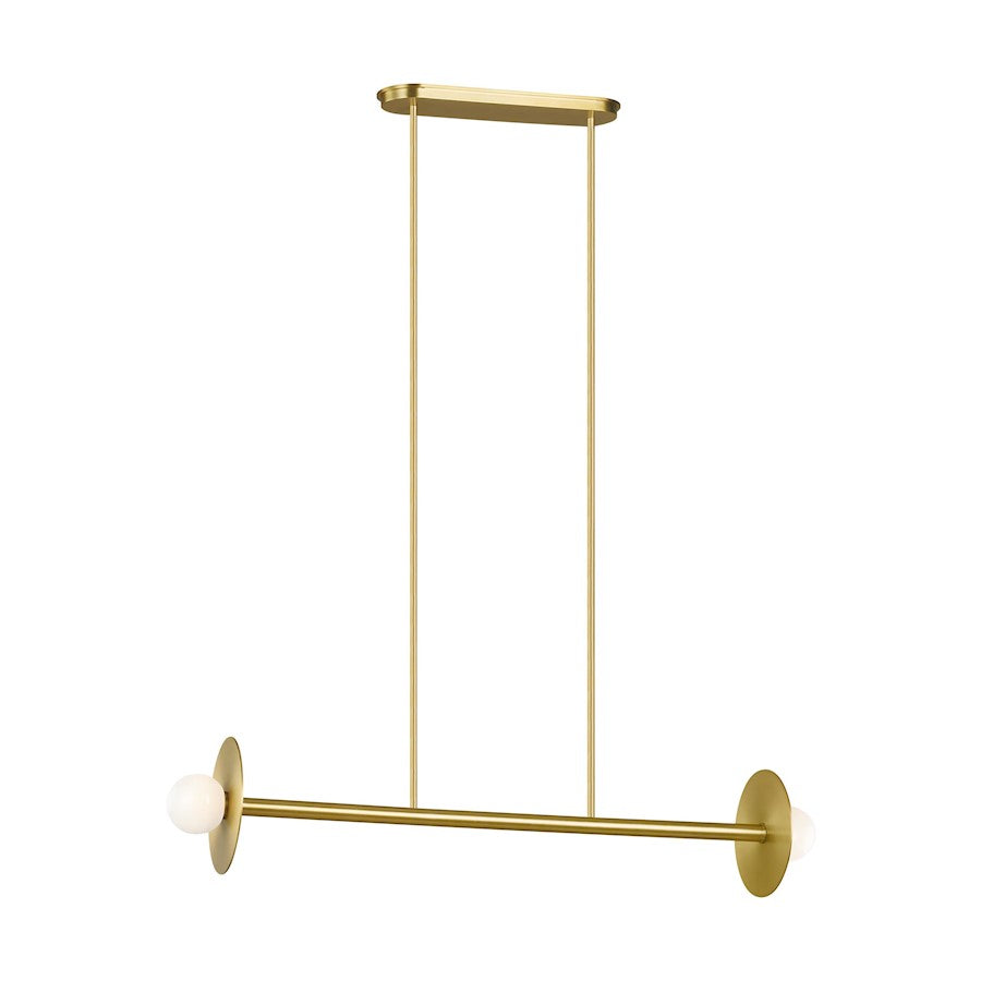 Nodes 2-Light Linear Chandelier, Brass