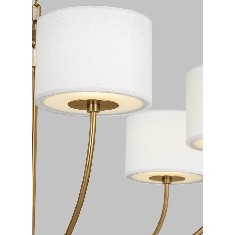6 Light Medium Chandelier, Brass