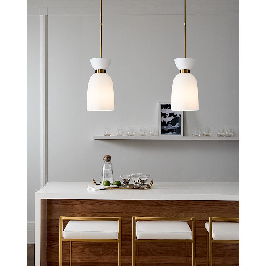 1 Light Tall Pendant, Brass