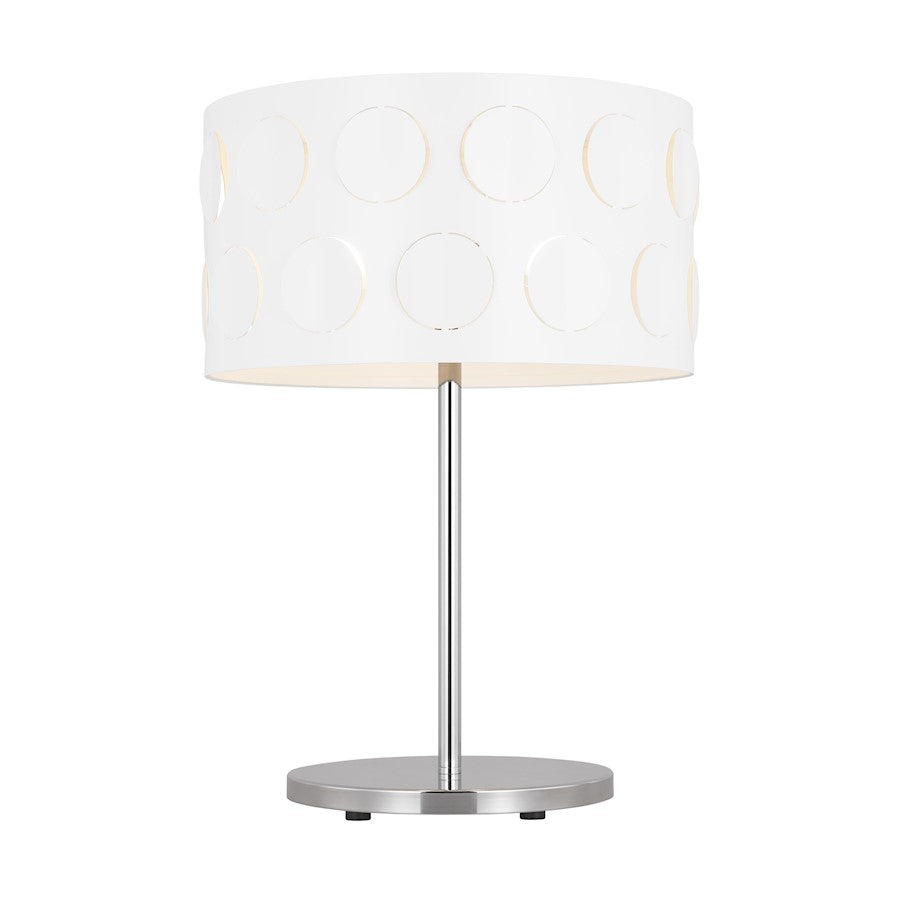 Visual Comfort Studio Dottie 2-Lt Desk Lamp, Pol Nickel/White Linen