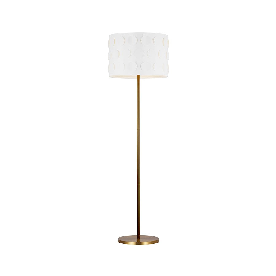 Visual Comfort Studio Dottie 1 Light Floor Lamp, Brass/White Linen