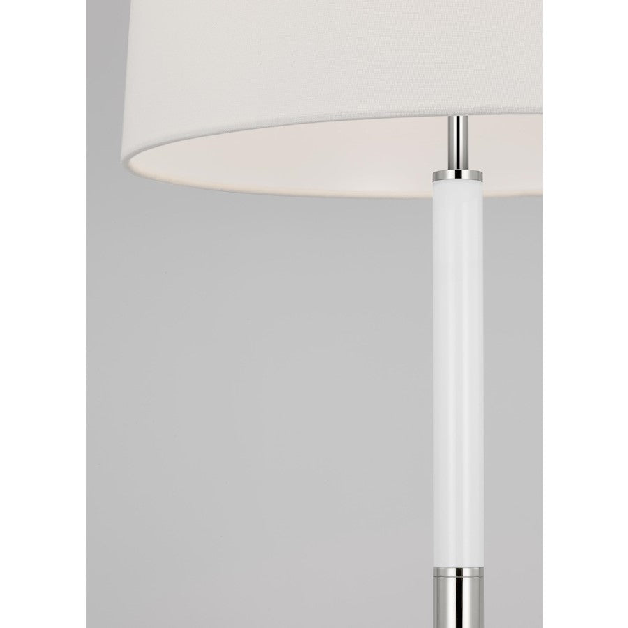 Studio Monroe 1-Lt Med Table Lamp, Nickel/WH Linen
