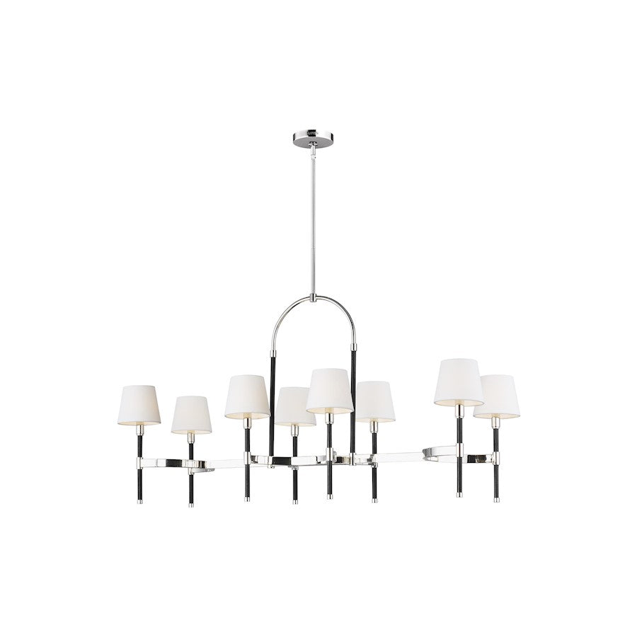 8 Light Linear Chandelier, Nickel