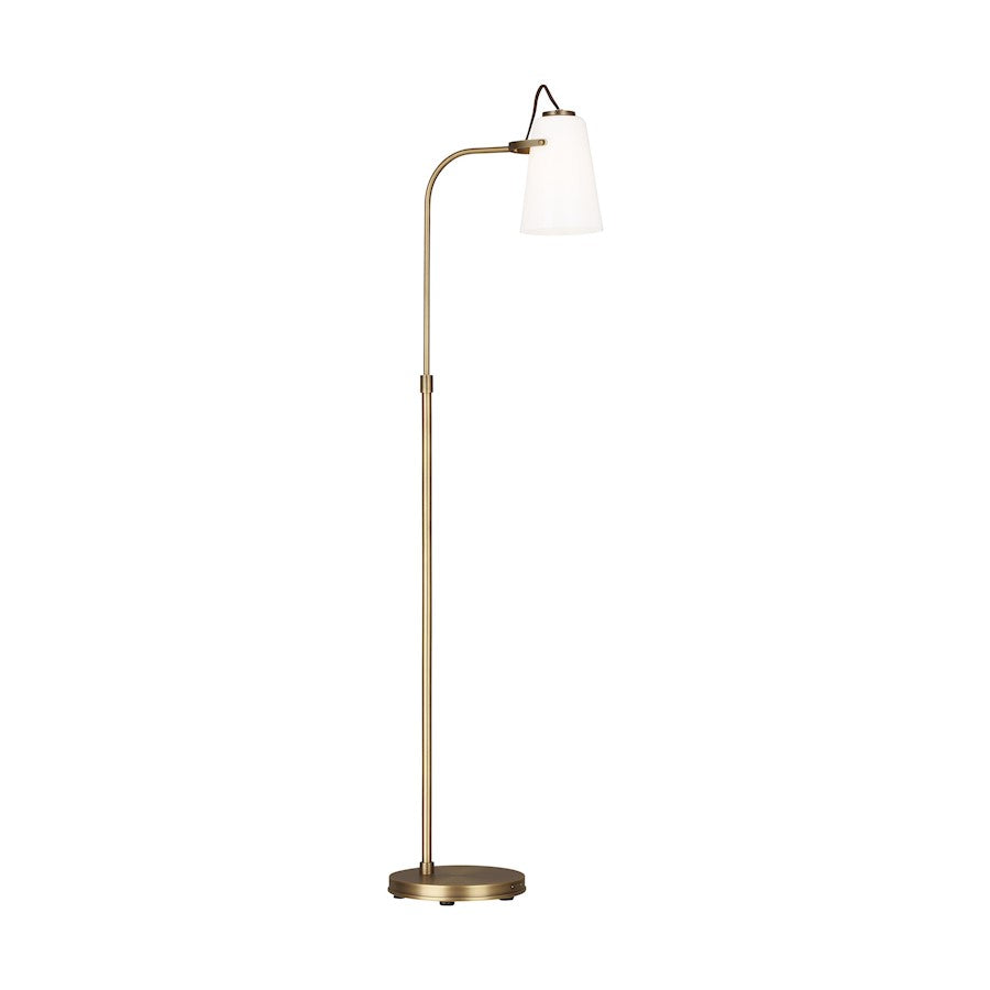 Visual Comfort Studio Hazel 1-Lt Floor Lamp, Time Worn Brass/Milk