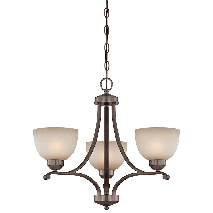 Minka Lavery Paradox 23in 3-Light Mini Chandelier | Transitional Harvard Court Bronze Plated | Dining Room & Breakfast Nook | Model 1423-281