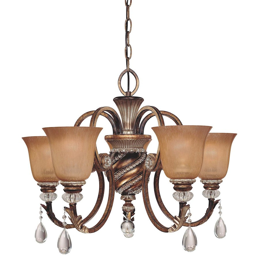 Minka Lavery Aston Court 27in 5-Light Chandelier | Traditional Aston Court Bronze and Clear Glass | Dining Room & Living Room | Model 174-206