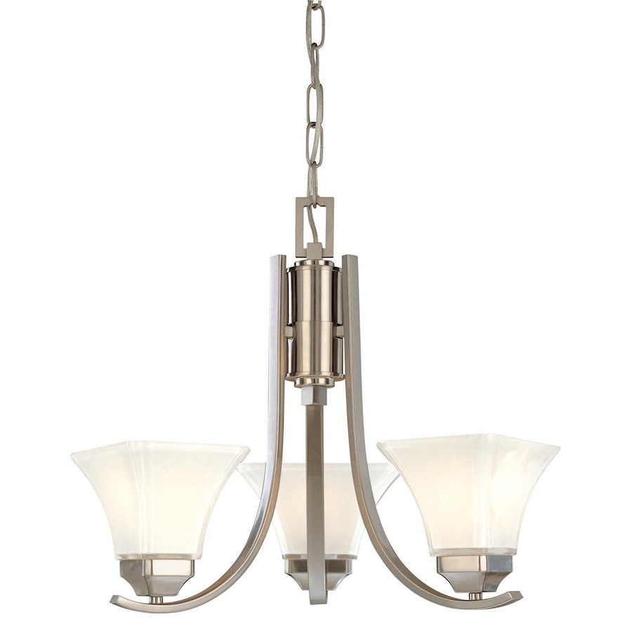 Minka Lavery Agilis 20in 3-Light Chandelier | Contemporary Brushed Nickel | Dining Room & Living Room | 20 x 20 x 17 in | Model 1813-84