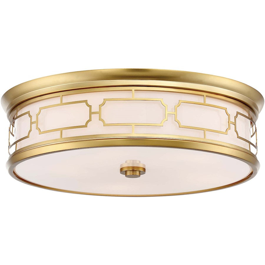 Minka Lavery 20in Flush Mount | Transitional Liberty Gold and Etched Opal Glass | Living Room & Dining Room Ceiling Light | Model 1826-249