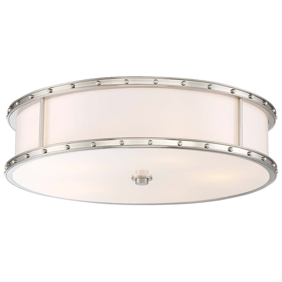 Minka Lavery 20.25in Flush Mount | Brushed Nickel and Etched White Glass | Bedroom & Hallway Ceiling Light | 20.25 x 20.25 x 6 in | Model 1827-84