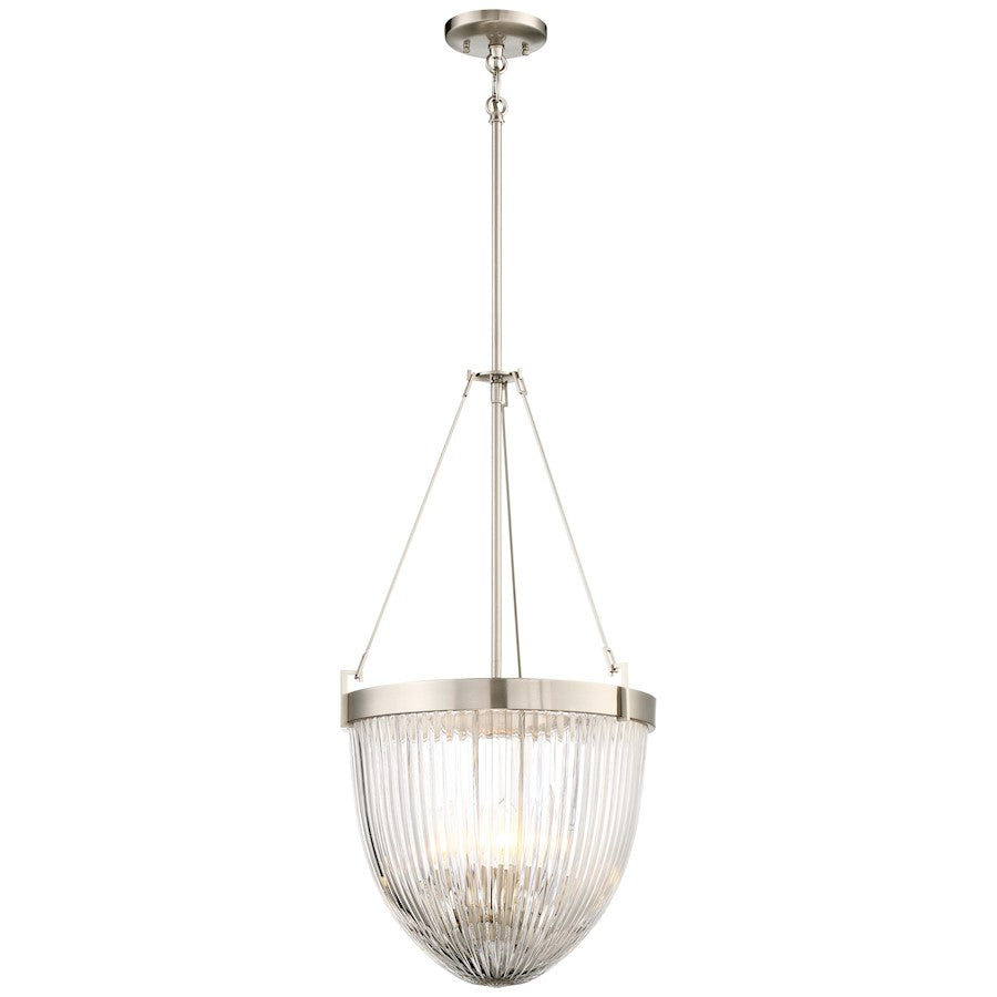 Minka Lavery Atrio 15in 4-Light Pendant | Transitional Brushed Nickel and Textured Glass | Kitchen Island & Dining Room | Model 2324-84