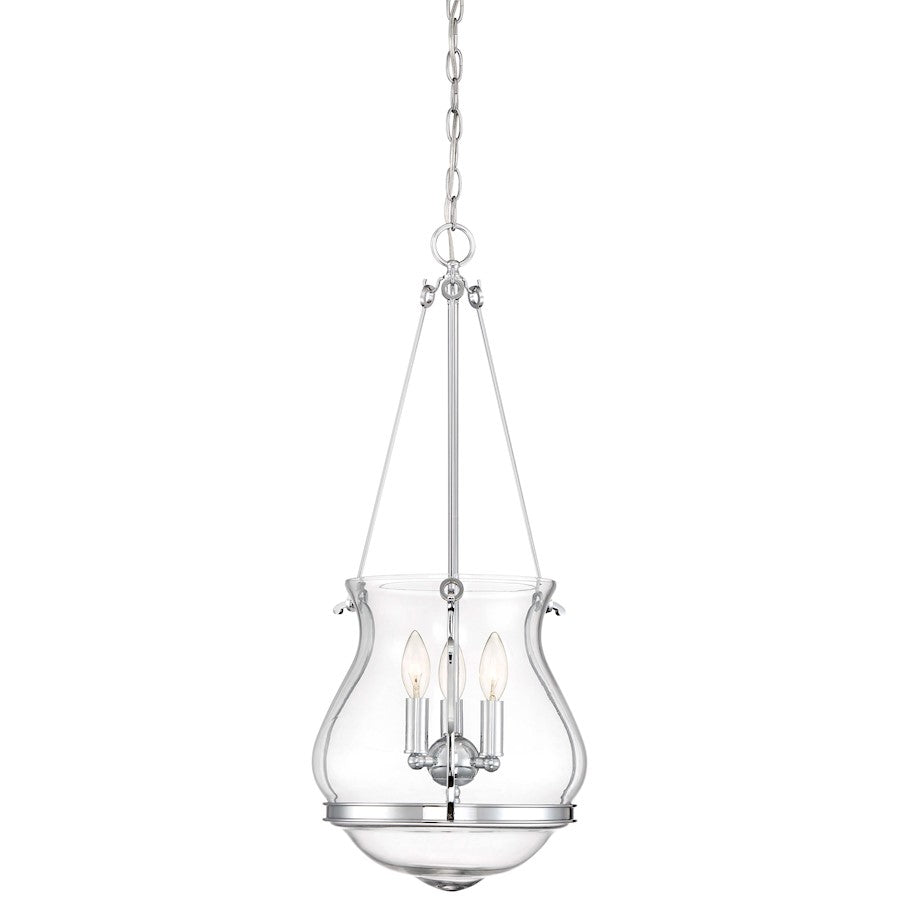 Minka Laver Atrio 14in 3-Light Pendant | Chrome and Clear Glass Transitional | Kitchen Island & Dining Room | 14.5 x 14.5 x 26.5 in | Model 2333-77