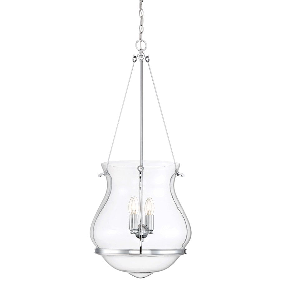Minka Lavery Atrio 20in 4-Light Pendant | Transitional Chrome and Clear Glass | Kitchen Island & Dining Room | 20 x 36 in | Model 2334-77