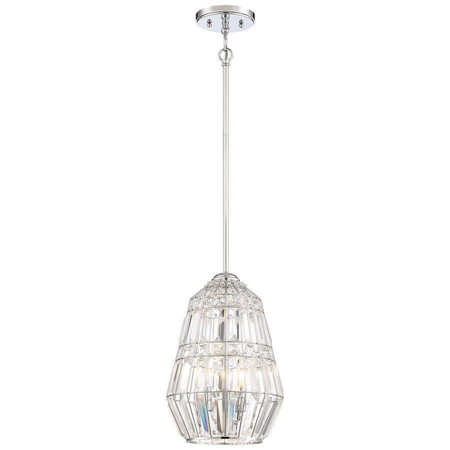Minka Lavery Braiden 10in 1-Light Mini Pendant | Chrome Crystal Faceted | Kitchen Island & Dining Room | 10 x 10 x 14 in | Model 2343-77
