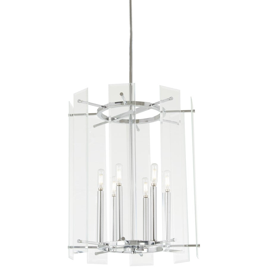 Minka Lavery Beacon Trace 18in 1-Light Pendant | Chrome Steel and Clear Beveled Glass | Kitchen Island & Dining Room | 18 x 18 x 22 in | Model 2396-77