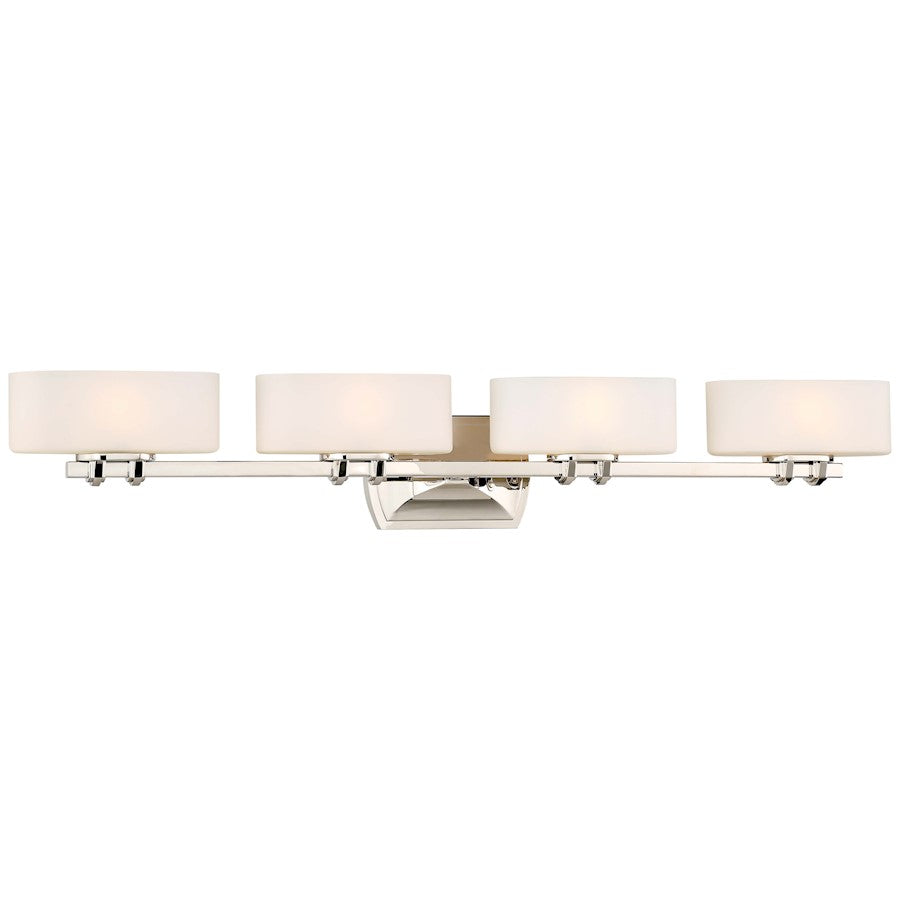 Minka Lavery Drury 36in 4-Light Vanity Light | Traditional Polished Nickel and Etched Opal Glass | Bathroom Vanity | 36 x 5 x 6 in | Model 3014-613