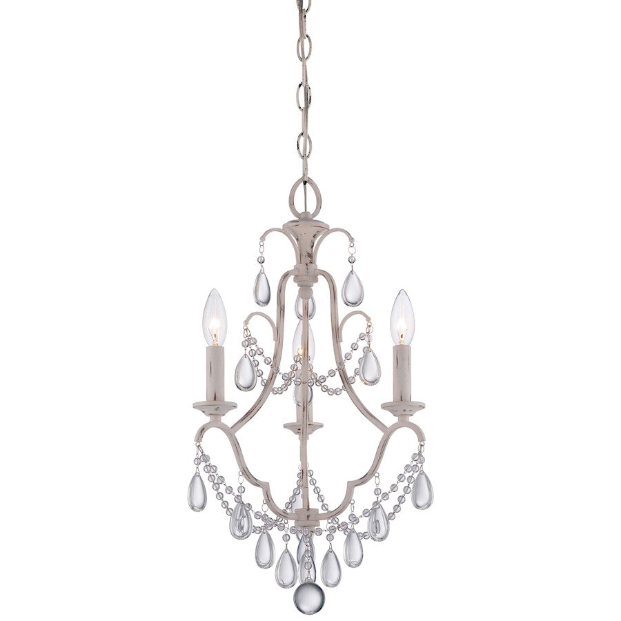Minka Lavery 3-Light Mini Chandelier | Traditional Provencal Blanc | Dining Room & Foyer | 13.5 x 13.5 x 22 in | Model 3137-648