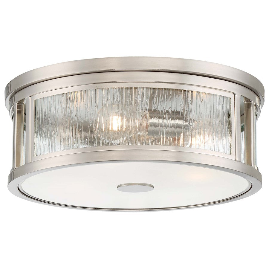 Minka Lavery Via Capri 16in 2-Light Flush Mount | Transitional Brushed Nickel and Clear Water Glass | Bedroom & Hallway Ceiling Light | Model 3168-84