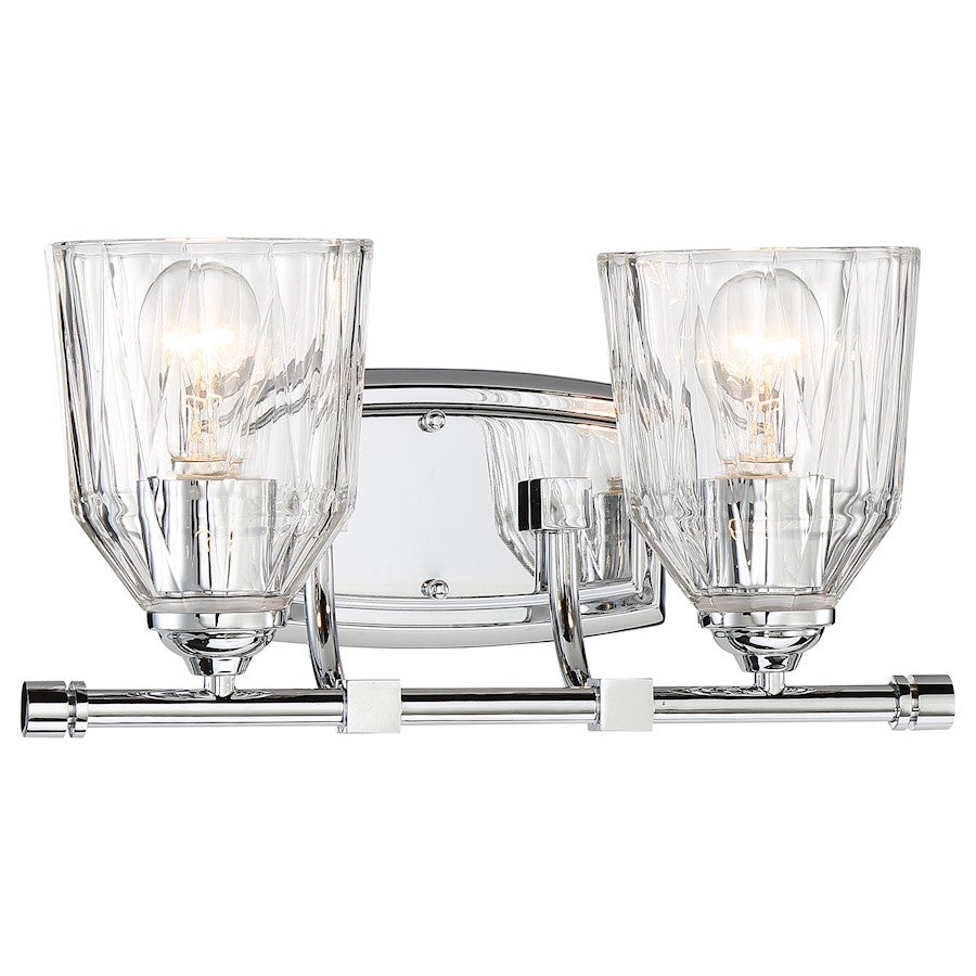 Minka Lavery D'Or 2-Light Bath Vanity Light | Chrome Transitional Wall Sconce | Bathroom & Powder Room | 15 in W x 8 in H | Model 3382-77