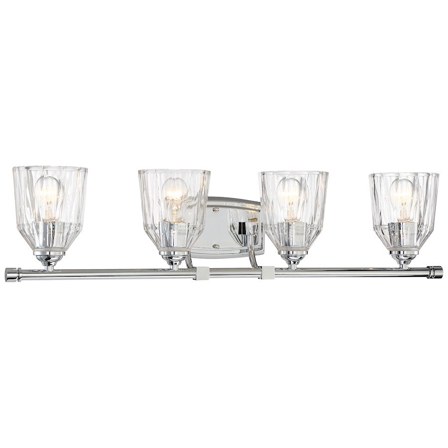 Minka Lavery D'Or 4-Light Bath Vanity Light | Chrome Transitional Wall Sconce | Bathroom & Powder Room | 33 in W x 8 in H | Model 3384-77