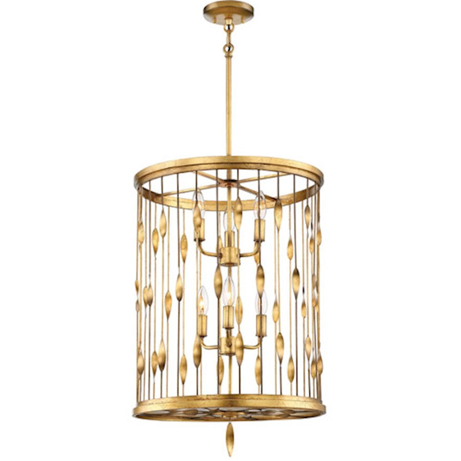 Minka Lavery Olivetas 18in 1-Light Pendant | Il Terrace Gold Leaf and White Fabric | Kitchen Island & Dining Room | 18 x 18 x 26 in | Model 4052-571
