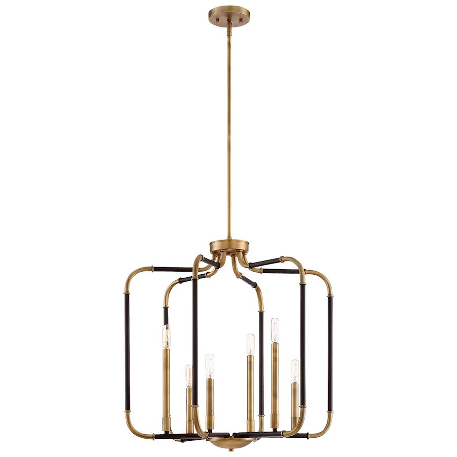 Minka Lavery Liege 25in 6-Light Pendant | Aged Kinston Bronze and Brass | Dining Room & Living Room | 25 x 25 x 26 in | Model 4066-660
