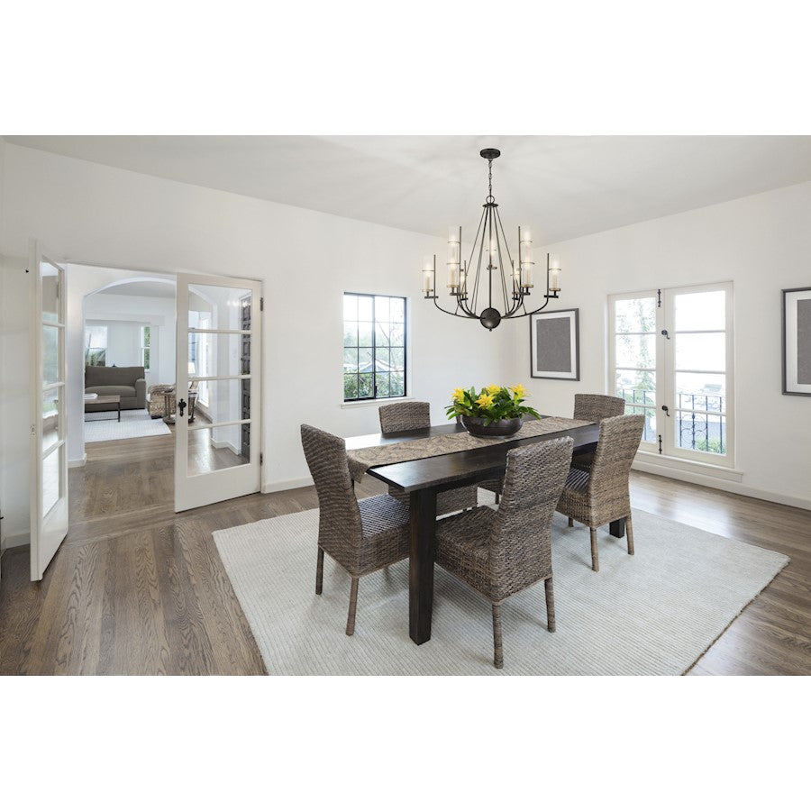Minka Lavery Sussex Court 31in 9-Light Chandelier | Transitional Smoked Iron and Aged Gold | Dining Room & Foyer | 31 x 31 x 31 in | Model 4089-107