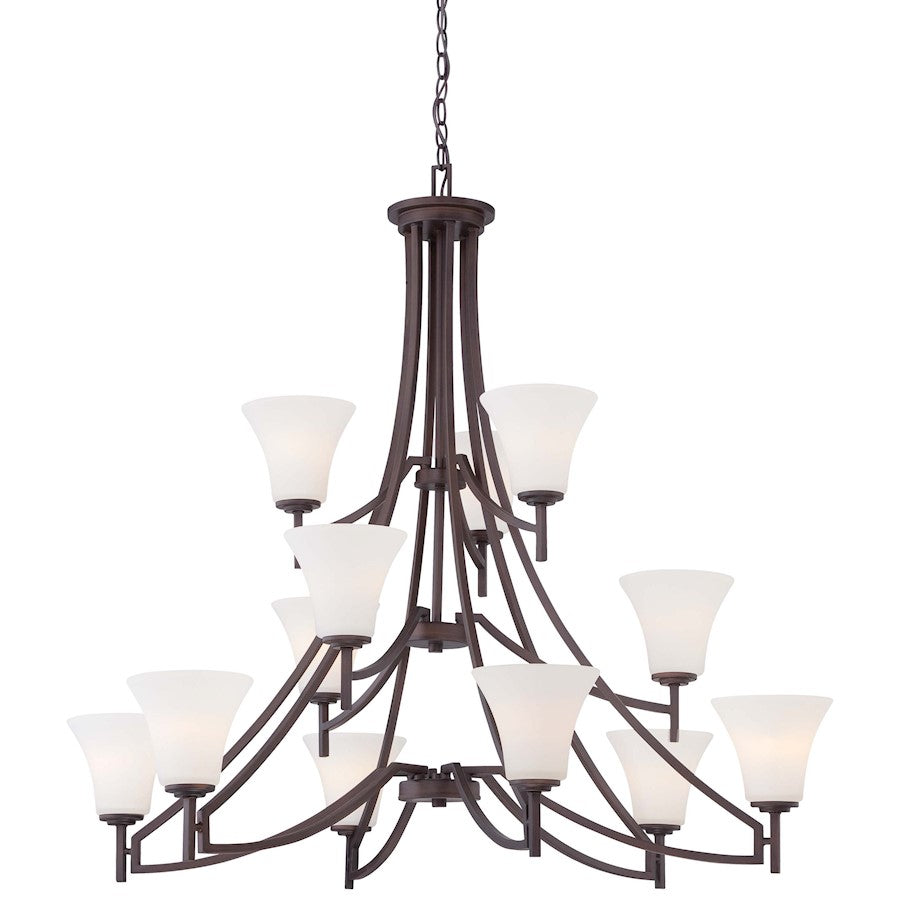 Minka Lavery Middlebrook 42in 12-Light Chandelier | Transitional Vintage Bronze | Dining Room & Living Room | 42 x 42 x 39 in | Model 4938-284