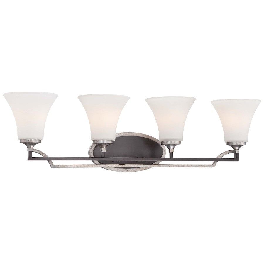 Minka Lavery Astrapia 32in 4-Light Bath Vanity | Transitional Dark Rubbed Sienna and Aged Silver Steel | Bathroom Vanity Light | Model 5344-593