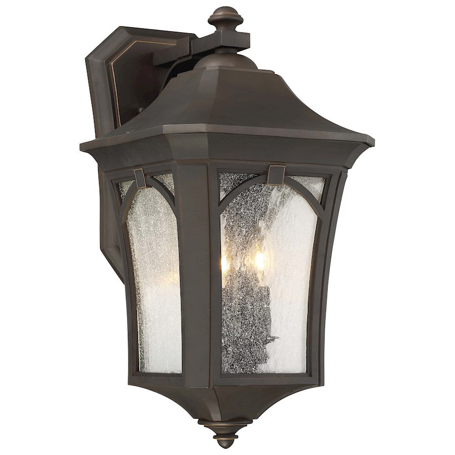 Minka Lavery Solida 10in 3-Light Outdoor Wall Sconce | Traditional Oil Rubbed Bronze with Gold and Seeded Glass | Porch & Entryway | Model 71213-143C