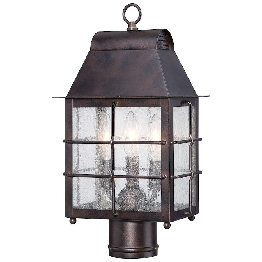Minka Lavery Willow Pointe 3-Light Post Mount | Traditional Chelsea Bronze and Clear Seeded Glass | Driveway & Garden Path | Model 73096-189