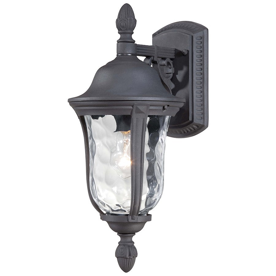Minka Lavery Ardmore 8in 1-Light Wall Sconce | Traditional Black and Clear Hammered Glass | Outdoor Wall Light | 8 x 18 in | Model 8997-66