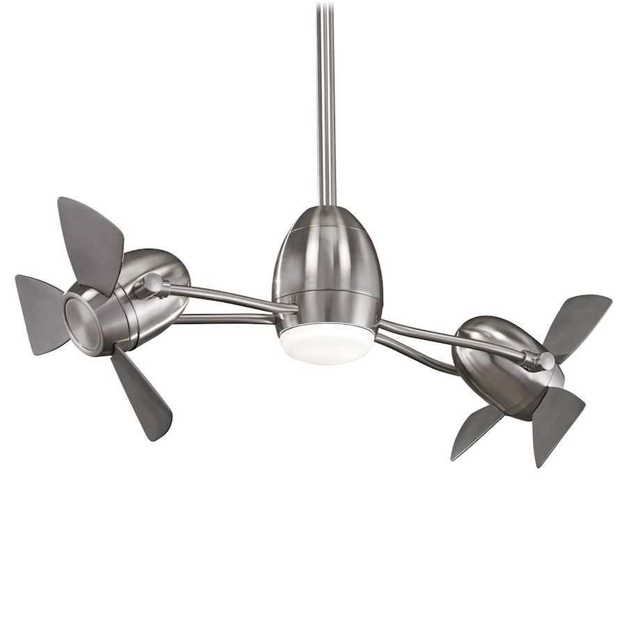 Minka Aire Cage Free Gyro 42in LED Ceiling Fan | Brushed Nickel and Silver Cage-Free Blades | Living Room & Bedroom | Model F304L-BN-SL