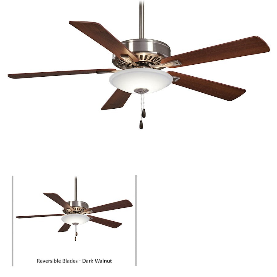 Minka Aire Contractor Uni-Pack LED 52in Ceiling Fan | Brushed Nickel/Dark Walnut Traditional | Living Room & Bedroom | Model F656L-BN-DW