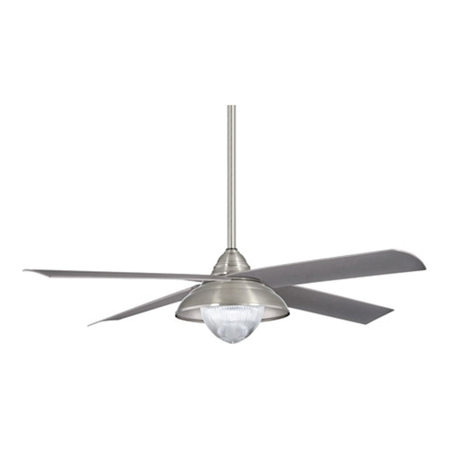 Minka Aire Shade 56in Ceiling Fan | Brushed Nickel Wet and Silver Blades with Clear Glass | Living Room & Covered Patio | Model F683L-BNW