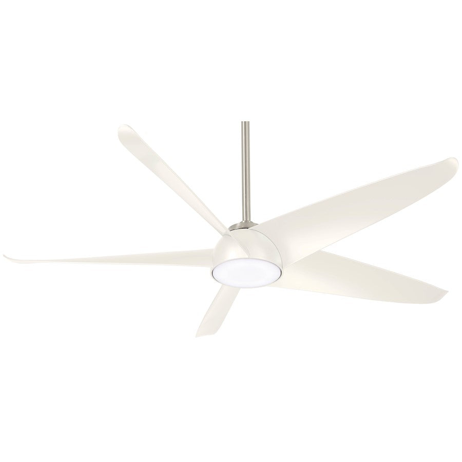 Minka Aire Ellipse LED 60in Ceiling Fan | Transitional Brushed Nickel and White | Living Room & Bedroom | 60 x 60 x 13.25 in | Model F771L-BN-WH