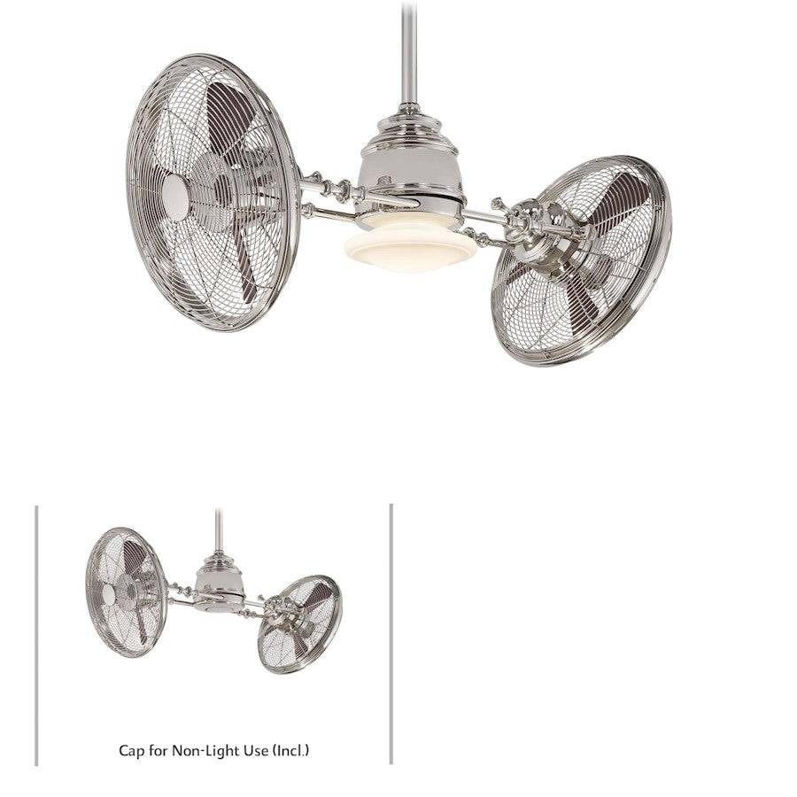 Minka Aire Vintage Gyro 42in Ceiling Fan | Polished Nickel Traditional | Living Room & Bedroom | 42 x 42 x 14 in | Model F802-PN
