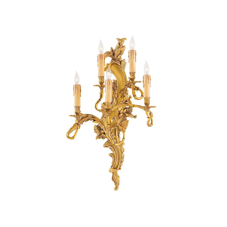 Metropolitan Lighting Family Collection 16in 5-Light Wall Sconce | Traditional Aged French Gold Finish | Living Room & Hallway Accent | Model N2195-R