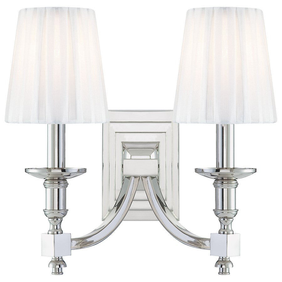 Metropolitan Lighting Continental Classics 2-Light Wall Sconce | Traditional Polished Nickel | Bathroom Vanity & Hallway Light | Model N2642-613