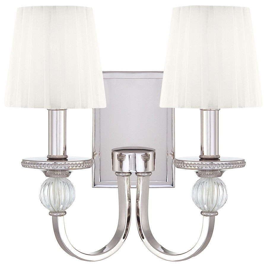 Metropolitan Lighting Aise 2-Light Wall Sconce | Contemporary Polished Nickel | Bathroom Vanity & Powder Room Light | 14 in H | Model N2661-613
