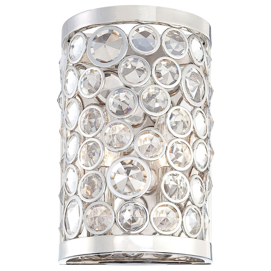 Metropolitan Lighting Magique 7in 2-Light Wall Sconce | Contemporary Polished Nickel and Etched White Glass | Bathroom Vanity & | Model N2750-613