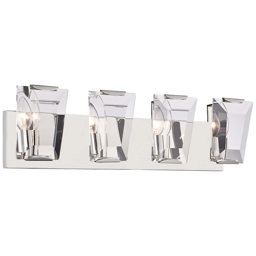 Metropolitan Lighting Castle Aurora 26in 4-Light Bath Vanity Light | Transitional Polished Nickel and Clear Crystal | Bathroom | Model N2984-613