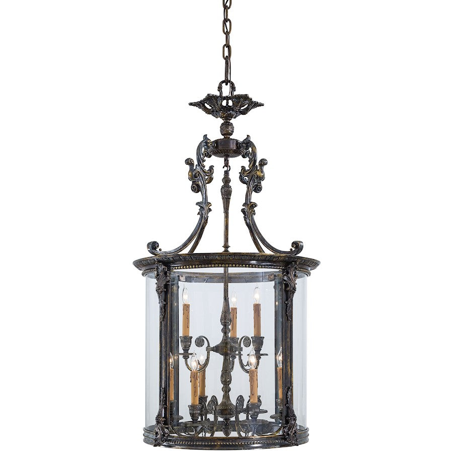 Metropolitan Lighting Metropolitan Family Collection 26in 9-Light Foyer Pendant | Traditional French Oxide and Clear Glass | Entryway & | Model N3920